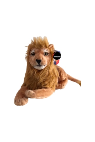 Peluş Aslan Oyuncak Gerçek Bakış Hediyelik Uyku Arkadaşı 55 Cm Kahverengi