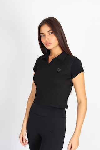 Soft&Basic Polo Yaka Ve Patlı Kaşkorse T-shirt Siyah
