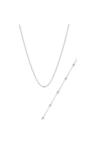 Gümüş Rodyumlu Pullu Gurmet Kolye Bileklik Seti