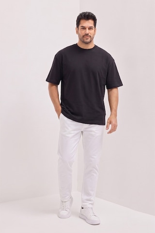 Ac&Co / Altınyıldız Classics Erkek Sıyah Pamuklu Nefes Alan Terletmez Oversize Fit Rahat Kesim Bisiklet Yaka Tişört SIYAH