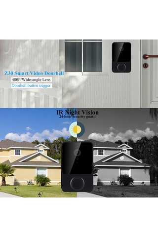 Yaozixa Akıllı Dış Kapı Zili Wifi - Kablosuz 480p Kamera, İki Yönlü Ses, Pır Hareket Algılama, Gece Görüşü, Beyaz