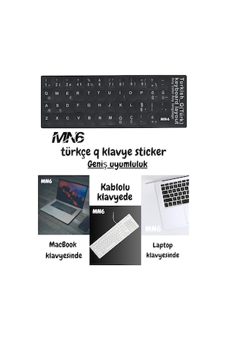 Mn6 Mtrq Türkçe Q Klavye Sticker/10 Adet-silinmez-laptop Pc Uymlu/türkçe Q Sticker