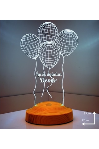 3D Uçan Balonlar Kişiye Özel Hediye 3 Boyutlu Led Lamba