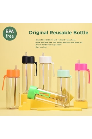 Pipetli 740ml Taşınabilir Su Şişesi, Tritan Şeffaf Su Şişesi, Açık Hava Etkinliklerine Uygun, Seyahat Fitness I5ı4qr Diğer