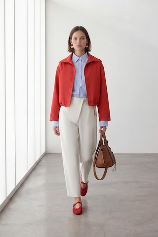 Nauvè Kısa Düğmeli Oversize Trençkot Kırmızı