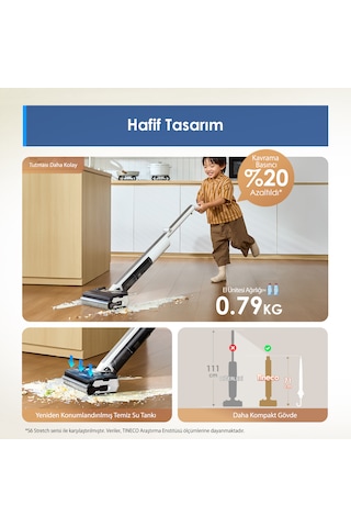 Tineco Floor One i7 Fold 22.000 PA Kablosuz Akıllı Islak Kuru Elektrikli Süpürge