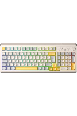 Aula S99 Retro Rgb Gaming 3 Modlu Bluetooth/2.4ghz/usb-c Kablosuz Makrolu Türkçe Q Klavye Sarı