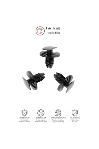 Peugeot 206 207 301 307 Cıtroen C2 C3 C4 C-elysee Uyumlu Davlumbaz Tampon Çamurluk Klipsi 10 Adet 38202820