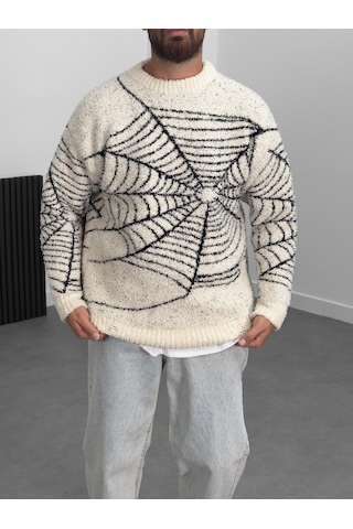 Cocopelli Örümcek Ağı Detaylı Erkek Peluş Sweatshirt Coc1005 Çok Renkli