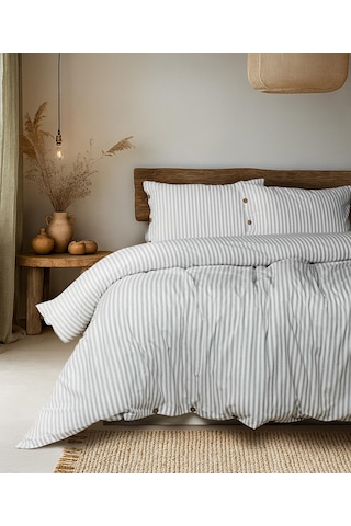 Cotton Collection Tek Kişilik Çizgili Nevresim Seti Reveboheme Renkli