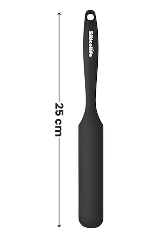 Silicolife Pasta Sıvama Spatulası, Silikon Çikolata Krema Reçel Sıyırma Sıvama Bıçağı Spatulası 25cm Siyah Siyah