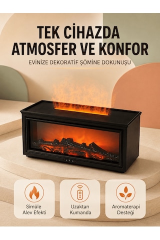 Efektli Hava Nemlendirici Aromaterapi Difüzörü Uzaktan Kumandalı 250 Ml