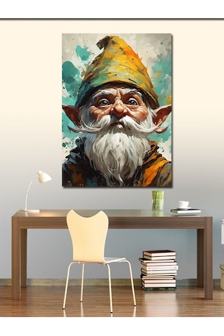 Kanvas Tablo Sarı Şapkalı Sevimli Cüce 100cmx140cm