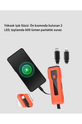 Su Geçirmez Bisiklet Işığı 5000 Mah Powerbankli Ön Far 20.000 Mah
