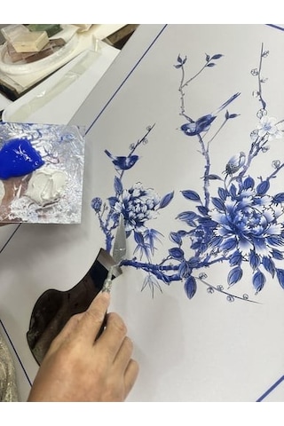 The Mia Tbl0093 Blue Blanc Tablo 64x90x4 Cm