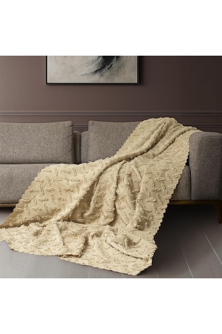 Ponela Koltuk Örtüsü Kaymaz Bohem Punch Kabartmalı 3 Boyutlu 175x300 Cm Large Kaymaz, Bej