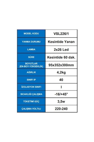 Arsel Versalite Led Vsl226/1 Acil Aydınlatma Armatürü Kesintide Metal