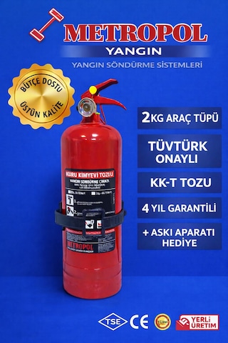 Metropol 2 Kg Tozlu Yangın Tüpü, Yangın Söndürme Tüpü.yangın Söndürücü.tekne Sertifikalı Yangın Tüpü.