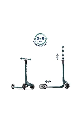 Smartrike Xtend Mini+ 2 Aşamalı Büyüyen Çocuk Scooter 2-9 Yaş Katlanabilir Led Tekerlekli Pine Green