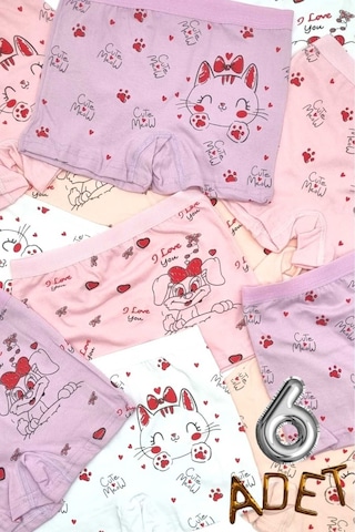 Uniquetrenders Kız Çocuk %100 Pamuklu 6'lı Boxer Renklı