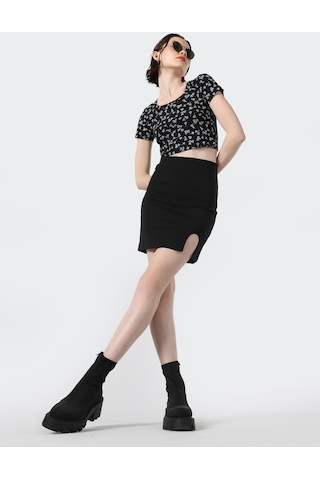 Colin's Dar Kesim Mini Siyah Kadın Etek CL1064487_Q1.V2_BLK