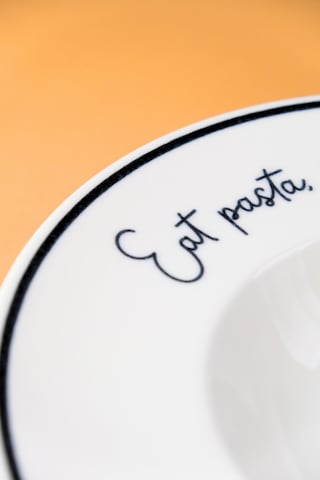 Tabak Evi Motto Makarna Tabağı Seti 2 Li 29x5,5x4cm Beyaz - Siyah