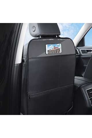 Araba Koltuğu Arkası Çocuk Tekme Önleyici Ped Geri Arka Anti-kirli Evrensel Deri Koruma Pedi Saklama Çantası Her Şey Dahil Sürüm Siyah