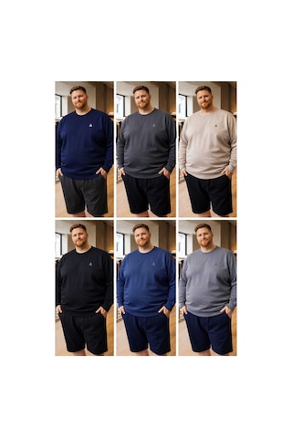 Akt Gayem Butik Büyük Beden 7xl-10xl Uzun Kollu T-shirt Gri