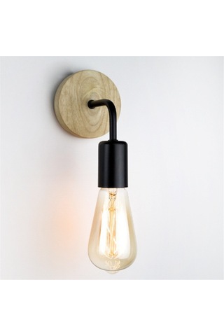 Ahşap Duvar Lambası Vintage Aplik Duvar Aydınlatma Armatürü E27 Retro Lamba Diğer