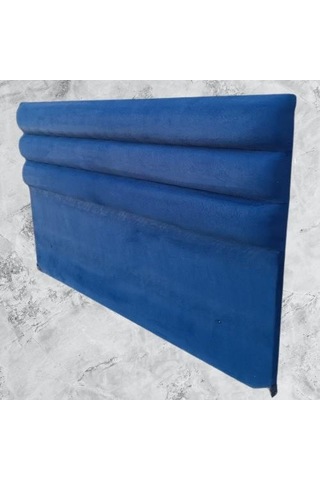 Dk 120'lık Tay Tüyü Mavi Kumaş Yatay Dilimli Model El Yapımı Çift Kişilik Başlık