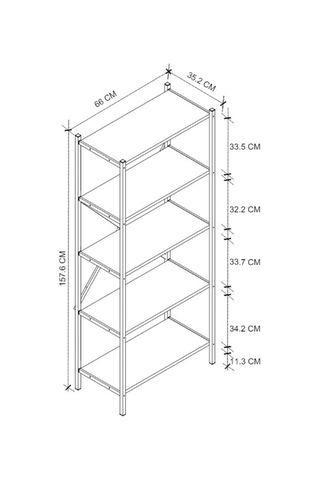 5 Raflı Mutfak Banyo Ofis Organizatorü - Beyaz Beyaz