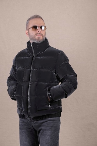 Ohepmoda Dik Yaka Nova Soft Kumaş Erkek Şişme Mont Siyah