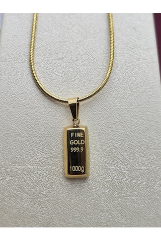 Xuping Külçe Model Kolye Büyük Boy Oval Kenar Altın