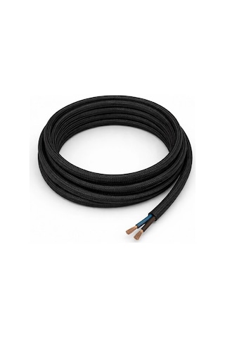 Dekoratif Kumaş Aydınlatma Elektrik Kablosu 2x0,50 Ttr Siyah 1 Metre