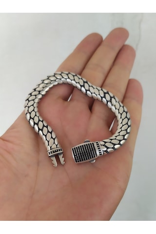 825 Ayar Gümüş Erkek Bileklik Künye - 20 Cm Boyu - El İşçiliği