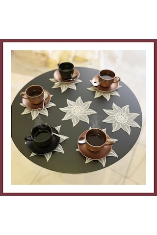 Storeşahin 6 Lı Dantel Kahve Sunumluğu 15x15 Cm Asorti Desenli Çeyizlik Sunumluk Shn0720