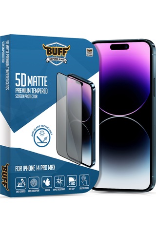 Buff Apple iPhone Uyumlu 14 Pro Max - 2x5d Ekran Koruyucu + Şeffaf Kılıf + Lens Koruyucu Matte Mat