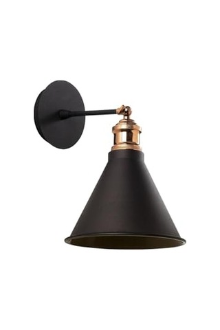Amber Led Pütürlü Siyah Metal Aplik E27 Uyumlu 20x27x29 Cm Yatak Odası Duvar Aydınlatma, Siyah-680 Çok Renkli
