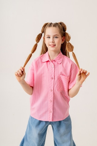 Kız Çocuk Bebe Yaka Yarım Kol Gömlek 3171 Pembe