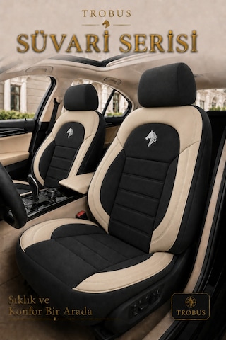 Peugeot Bibper 2008-2019 Uyumlu Süvari Serisi Siyah Bej Oto Koltuk Kılıfı