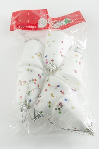 Cosmotex 6 Adet Çan Yılbaşı Ağaç Süsü 6 Cm - Beyaz