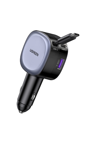 Ugreen 75w 2 Portlu Usb-c Kablolu Araç İçi Şarj Cihazı Çakmaklık Adaptörü, 55653