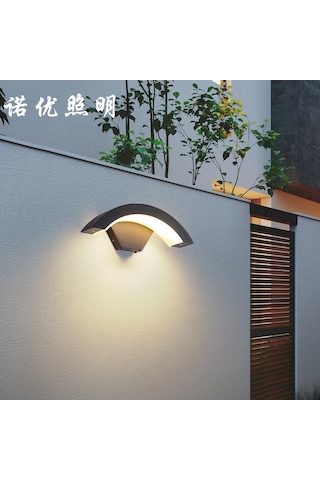 Dış Mekan Su Geçirmez Led Avlu Kapısı Balkon Dış Duvar Lambası Sıcak Işık Siyah