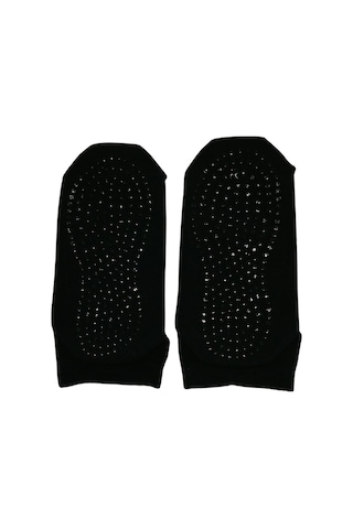 Tek Çift Likralı Kaymaz Taban Abs Silikon Baskılı Yoga Fitness Pilates ve Hac Umre Tavaf Kadın Çorap Siyah