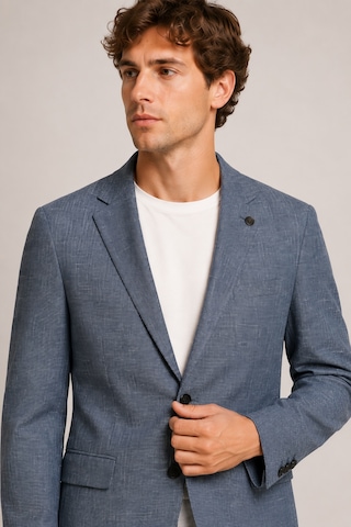 Bihan Store Erkek Kırçıllı Dokulu Mono Yaka İki Düğmeli Blazer Tek Ceket 6 Drop 11952-mavi