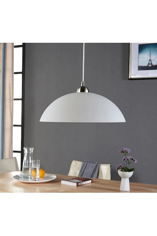 Mylights Modern Spor Opal Cam 30Cm Inox Askılı Paslanmaz Krom Cam Sarkıt Avize