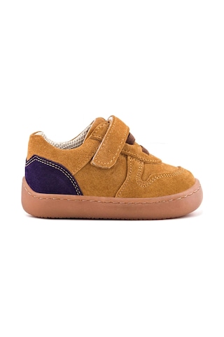 Rakerplus Bob Hakiki Deri Taba Barefoot Cırtlı Lastikli Bebek Sneaker Ayakkabı Taba
