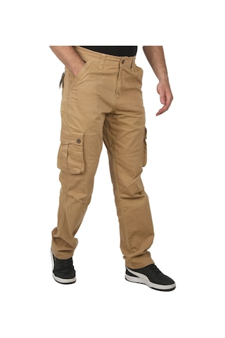 Deepsea Hardal Sarısı Geniş Kesim Gabardin Kargo Pantolon Likralı Outdoor Stil Çok Cepli Erkek Pantolon 1705421 Hardal Sarısı