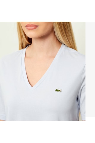 Lacoste V Yaka Organik Pamuk Bayan T-shirt Açık Mavi