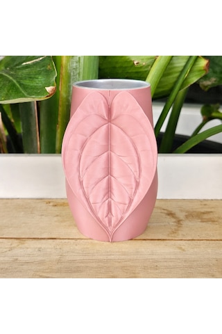 3d Baskı Yaprak Desenli Kap - Yaprağı Süslemeli Dekoratif Kap-pembe Diğer